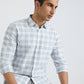 Men White Slim Fit Checks Cotton Full Sleeve Shirts