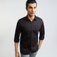 Parx Men Black Slim Fit Printed Cotton Full Sleeve Cut Away Shirt