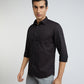 Parx Men Black Slim Fit Printed Cotton Full Sleeve Cut Away Shirt