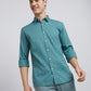 Parx Men Green Slim Fit Printed Cotton Full Sleeve Cut Away Shirt