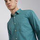 Parx Men Green Slim Fit Printed Cotton Full Sleeve Cut Away Shirt