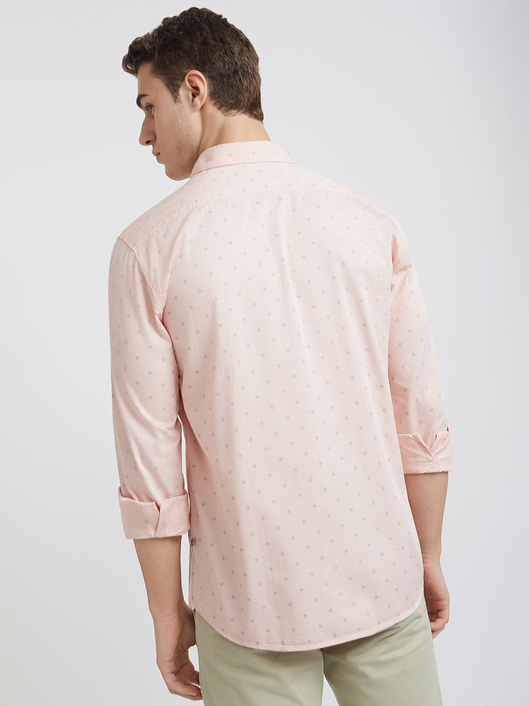 Parx Men Pink Printed Slim Fit Cotton Casual Shirt