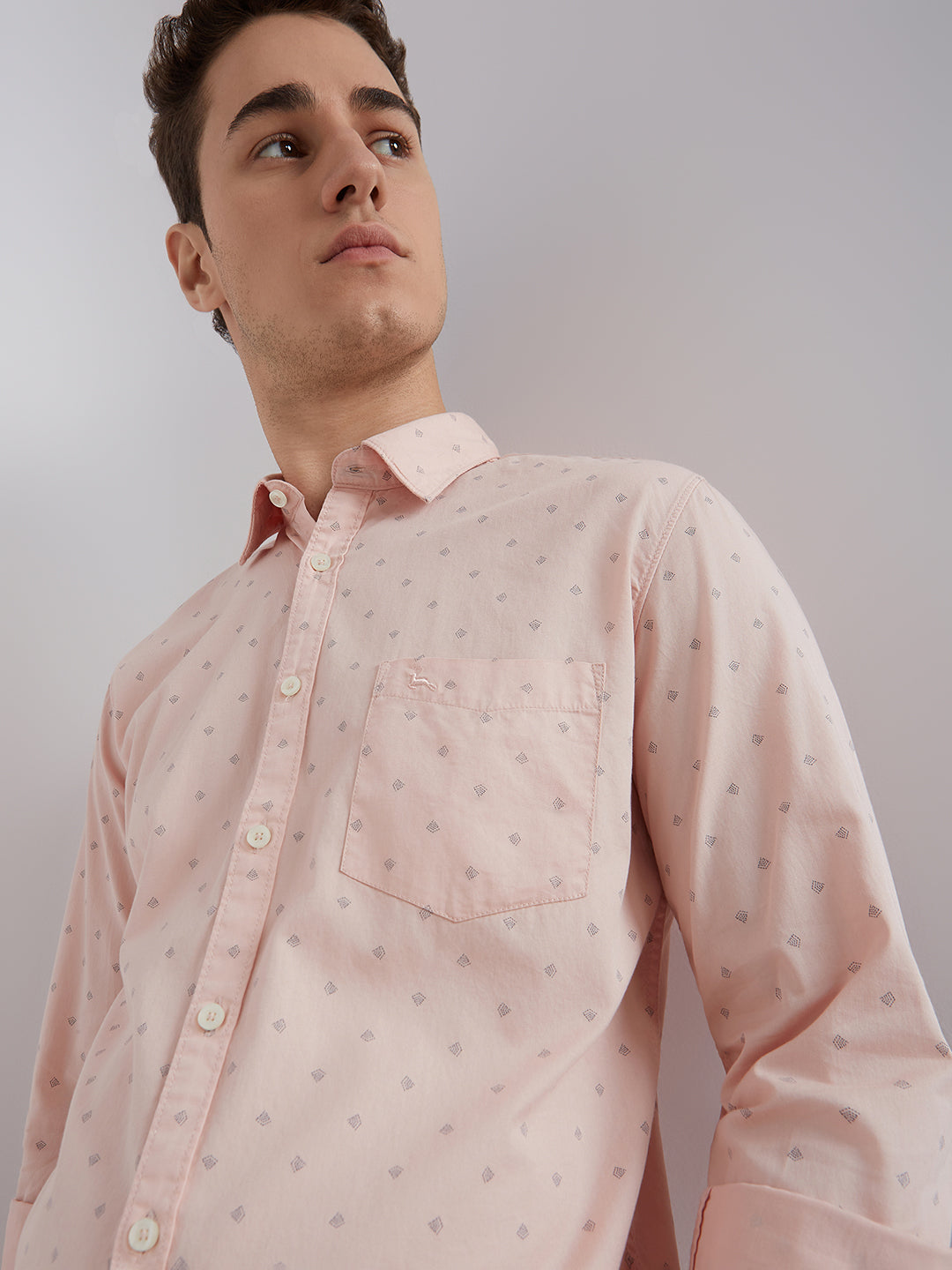 Parx Men Pink Printed Slim Fit Cotton Casual Shirt