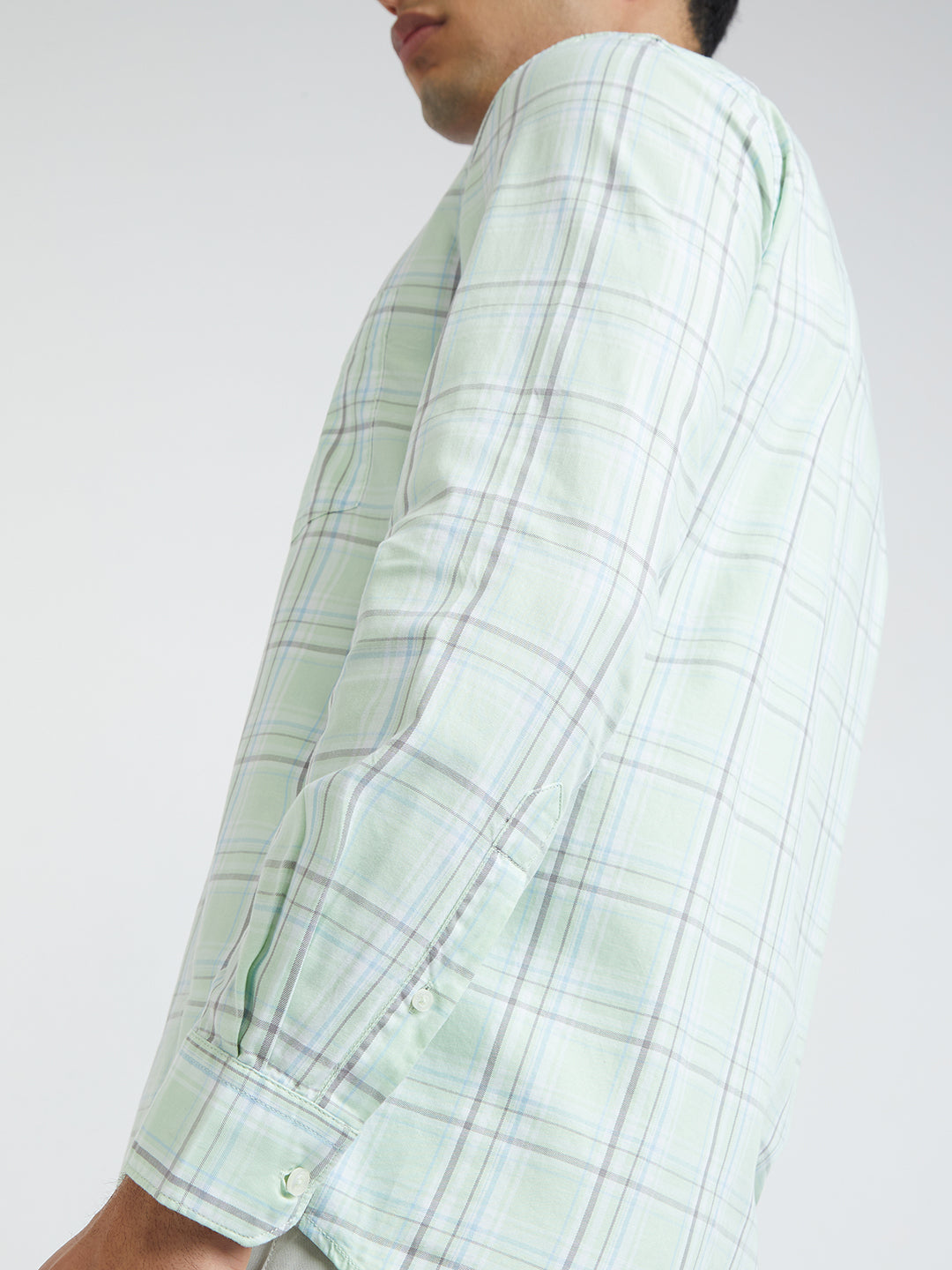 Parx Men Green Checks Slim Fit Cotton Full Sleeve Shirts