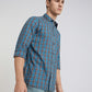 Parx Men Blue Checks Slim Fit Cotton Full Sleeve Shirts