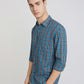 Parx Men Blue Checks Slim Fit Cotton Full Sleeve Shirts