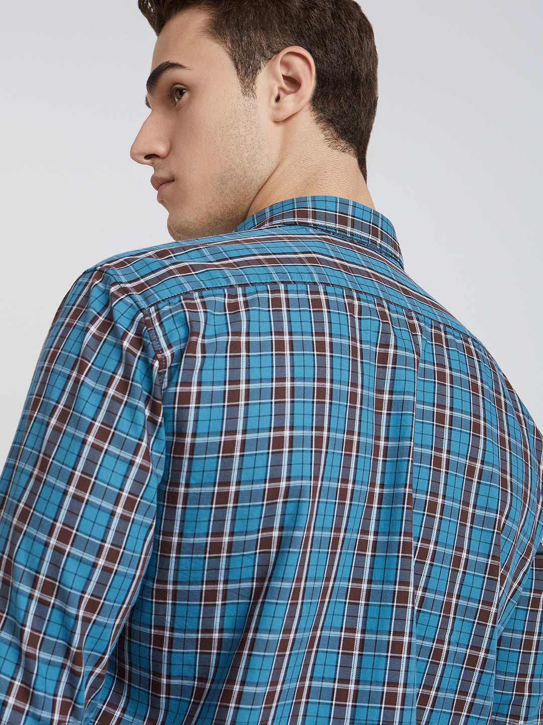 Parx Men Blue Checks Slim Fit Cotton Full Sleeve Shirts