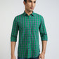 Parx Men Green Checks Slim Fit Cotton Full Sleeve Shirts