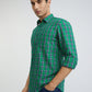 Parx Men Green Checks Slim Fit Cotton Full Sleeve Shirts