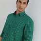 Parx Men Green Checks Slim Fit Cotton Full Sleeve Shirts