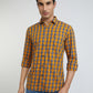 Parx Men Yellow Checks Slim Fit Cotton Full Sleeve Shirts