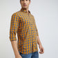 Parx Men Yellow Checks Slim Fit Cotton Full Sleeve Shirts