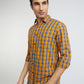 Parx Men Yellow Checks Slim Fit Cotton Full Sleeve Shirts