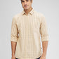 Parx Yellow Checks Slim Fit Cotton Casual Shirt