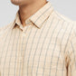 Parx Yellow Checks Slim Fit Cotton Casual Shirt