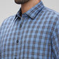 Parx Blue Checks Slim Fit Cotton Casual Shirt