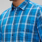 Parx Blue Checks Slim Fit Cotton Casual Shirt