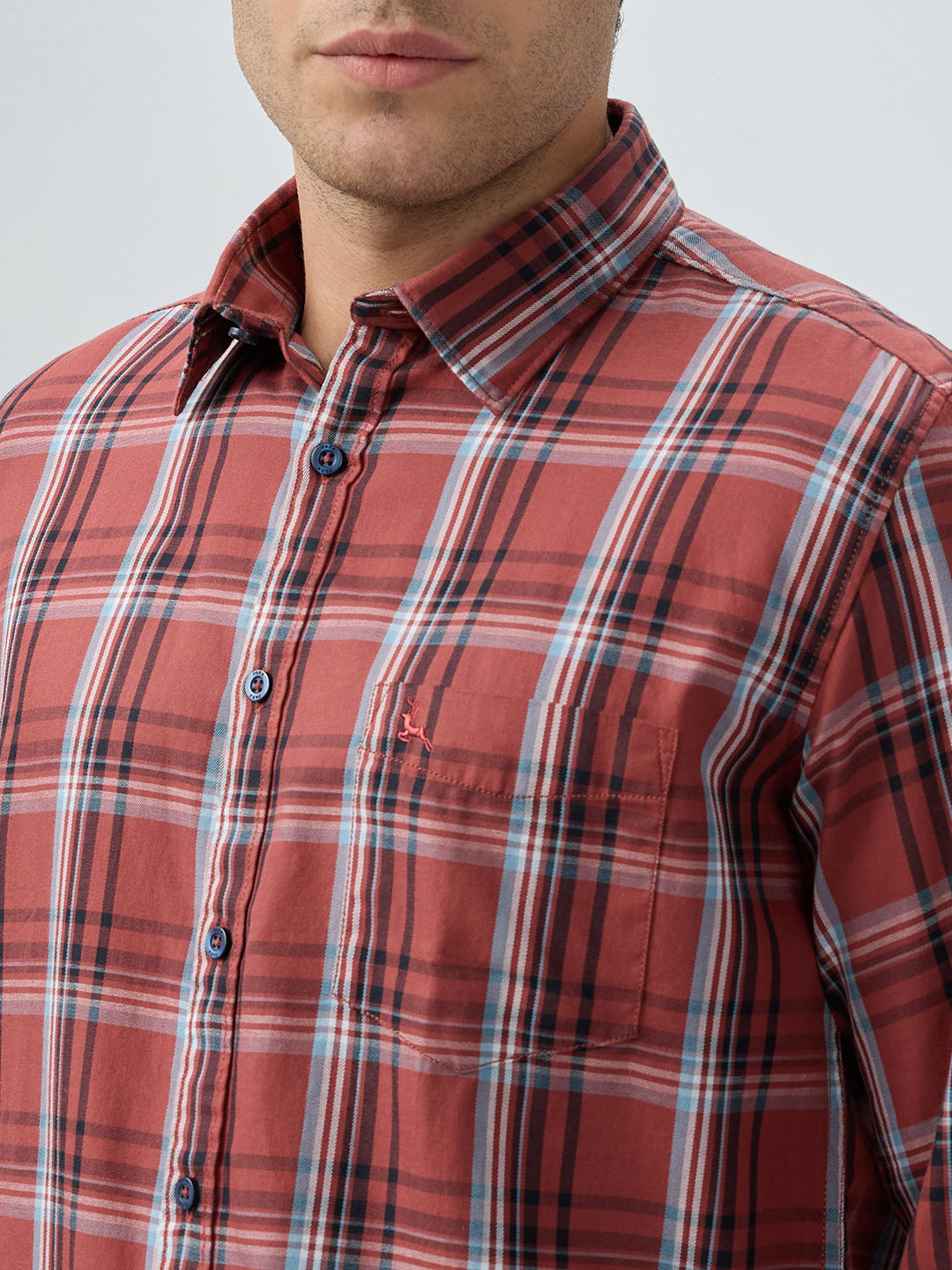 Parx Men Red Slim Fit Checks Casual Shirt