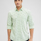 Parx Green Printed Slim Fit Cotton Casual Shirt