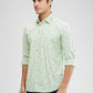 Parx Green Printed Slim Fit Cotton Casual Shirt