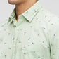 Parx Green Printed Slim Fit Cotton Casual Shirt