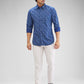 Parx Blue Printed Slim Fit Cotton Casual Shirt