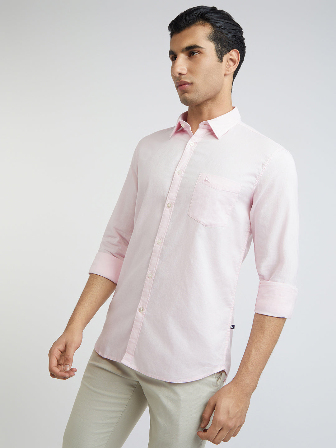 Parx Men Pink Solid Slim Fit Cotton Casual Shirt