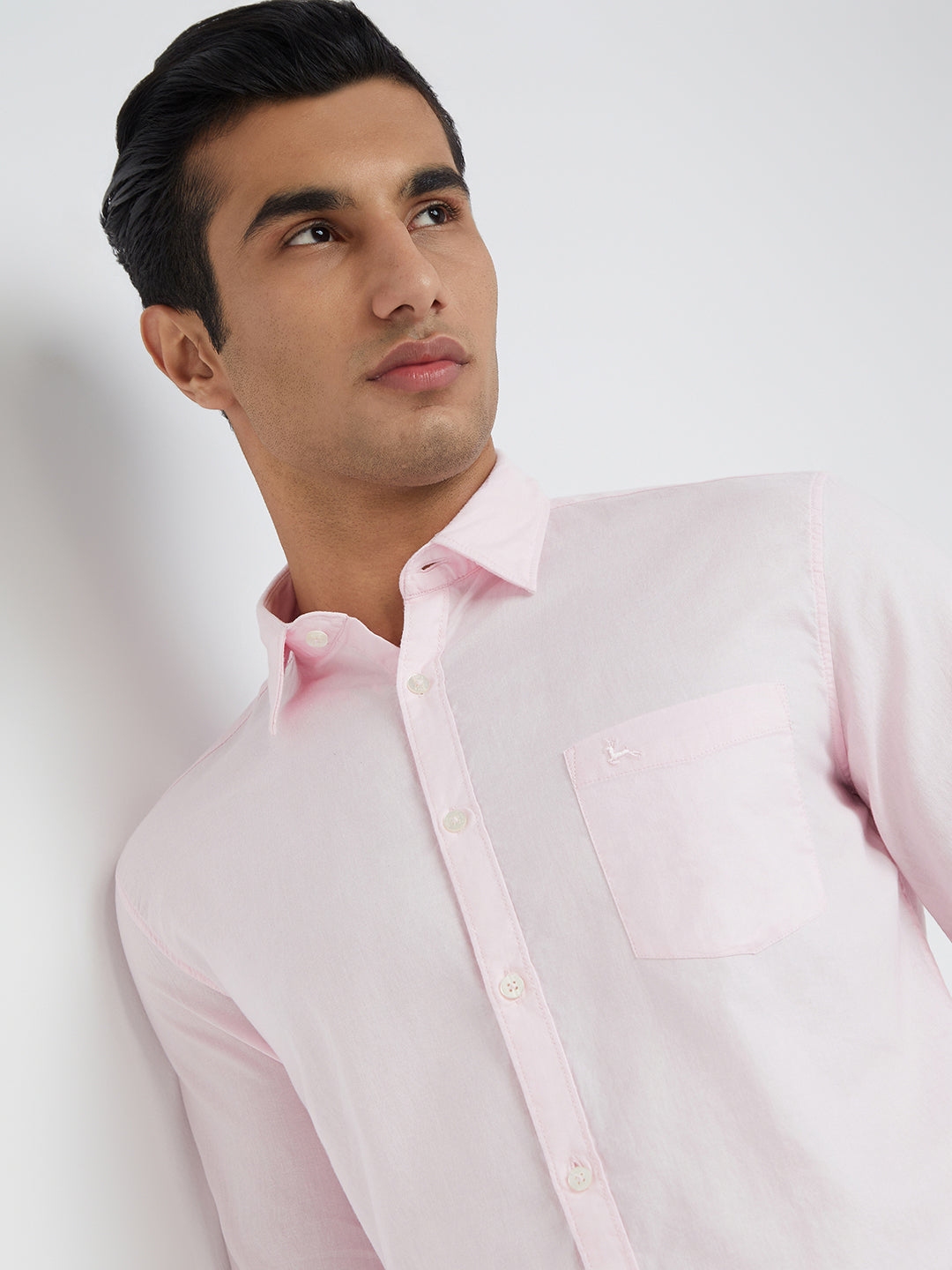 Parx Men Pink Solid Slim Fit Cotton Casual Shirt