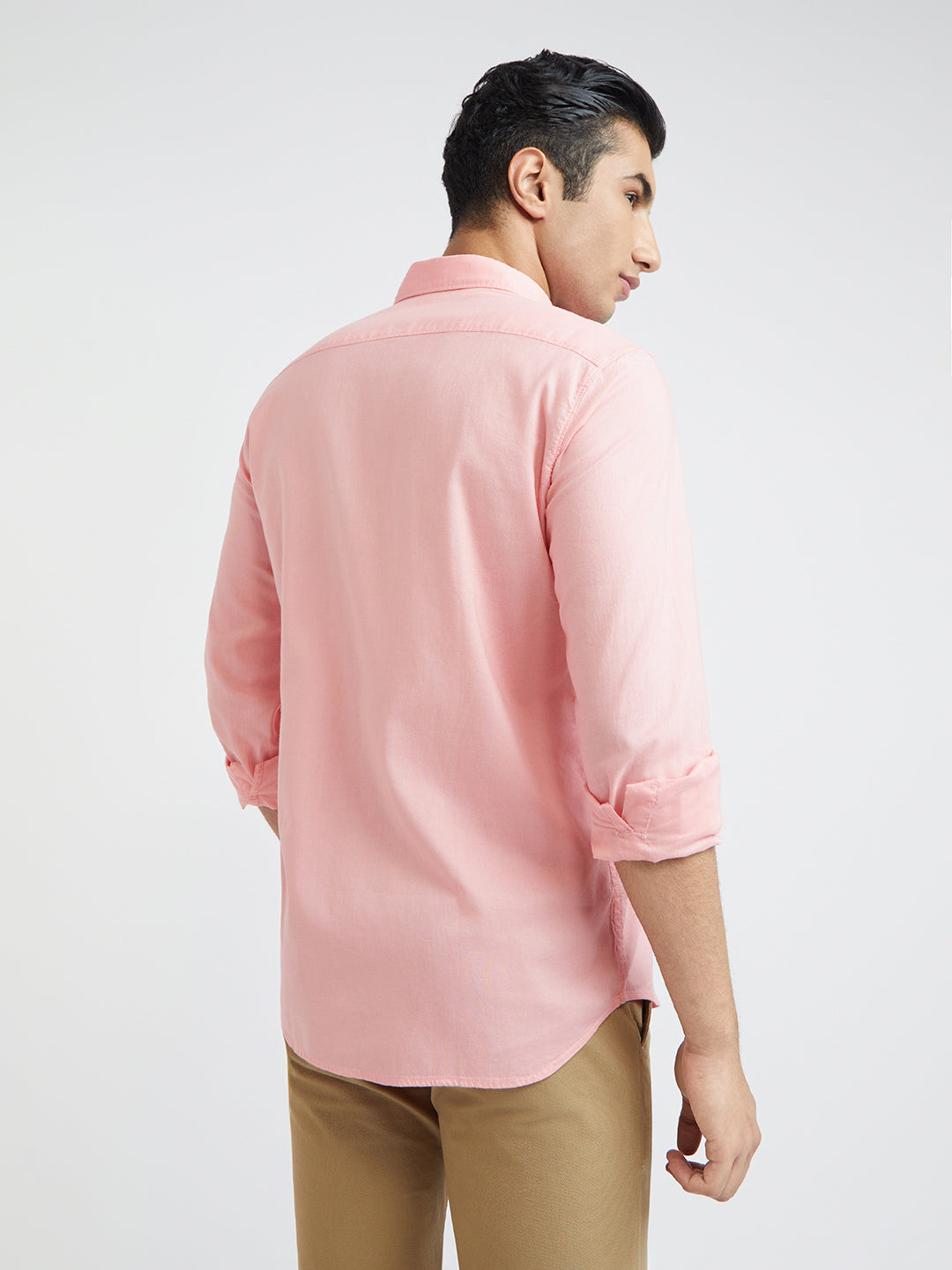 Parx Men Pink Solid Slim Fit Cotton Casual Shirt