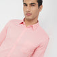 Parx Men Pink Solid Slim Fit Cotton Casual Shirt