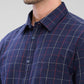 Parx Blue Checks Slim Fit Cotton Casual Shirt