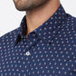 Parx Men Blue Slim Fit Printed Full Sleeve Cutaway Collar Shirt