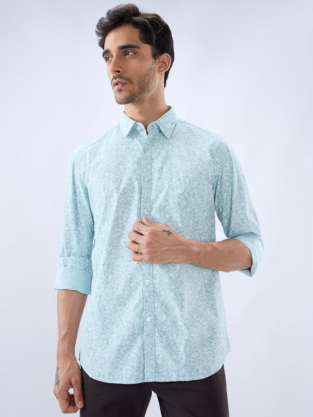 Parx Green Casual Shirt