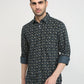 Parx Men Green Printed Slim Fit Cotton Casual Shirt