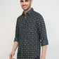 Parx Men Green Printed Slim Fit Cotton Casual Shirt