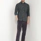 Parx Men Green Printed Slim Fit Cotton Casual Shirt