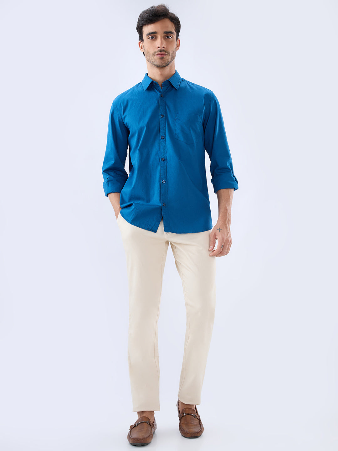 Parx Blue Casual Shirt