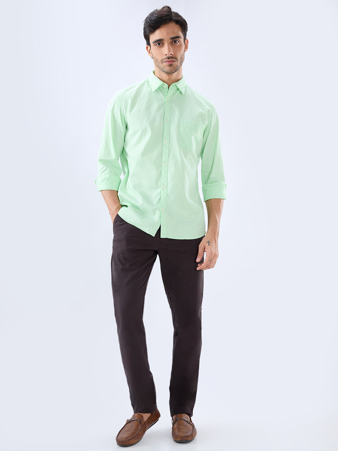 Parx Green Casual Shirt