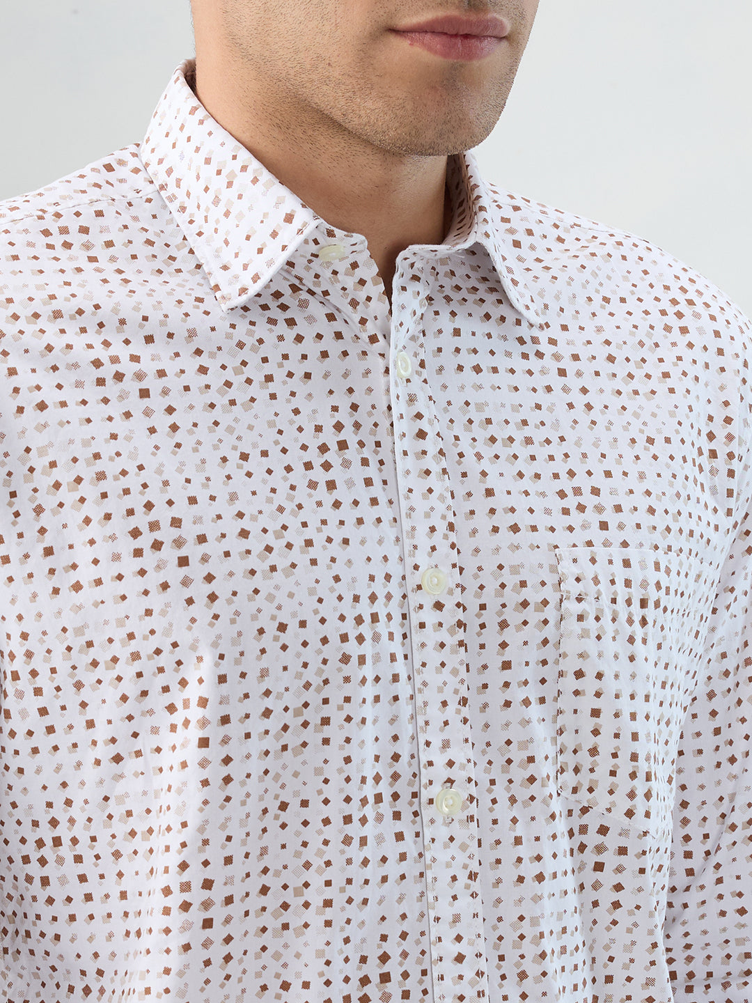 Parx Men Brown Slim Fit Print Casual Shirt