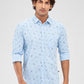 Parx Blue Solid Slim Fit Cotton Casual Shirt