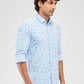 Parx Blue Solid Slim Fit Cotton Casual Shirt