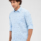 Parx Blue Solid Slim Fit Cotton Casual Shirt