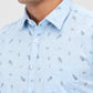 Parx Blue Solid Slim Fit Cotton Casual Shirt