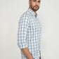 Parx Men Blue Checks Slim Fit Cotton Casual Shirt