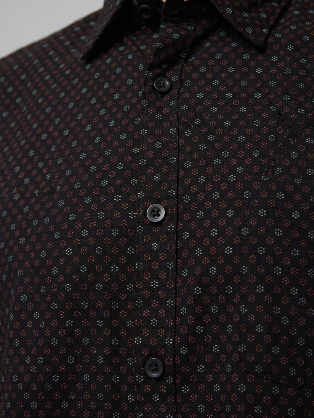 Parx Men Black Slim Fit Print Casual Shirt