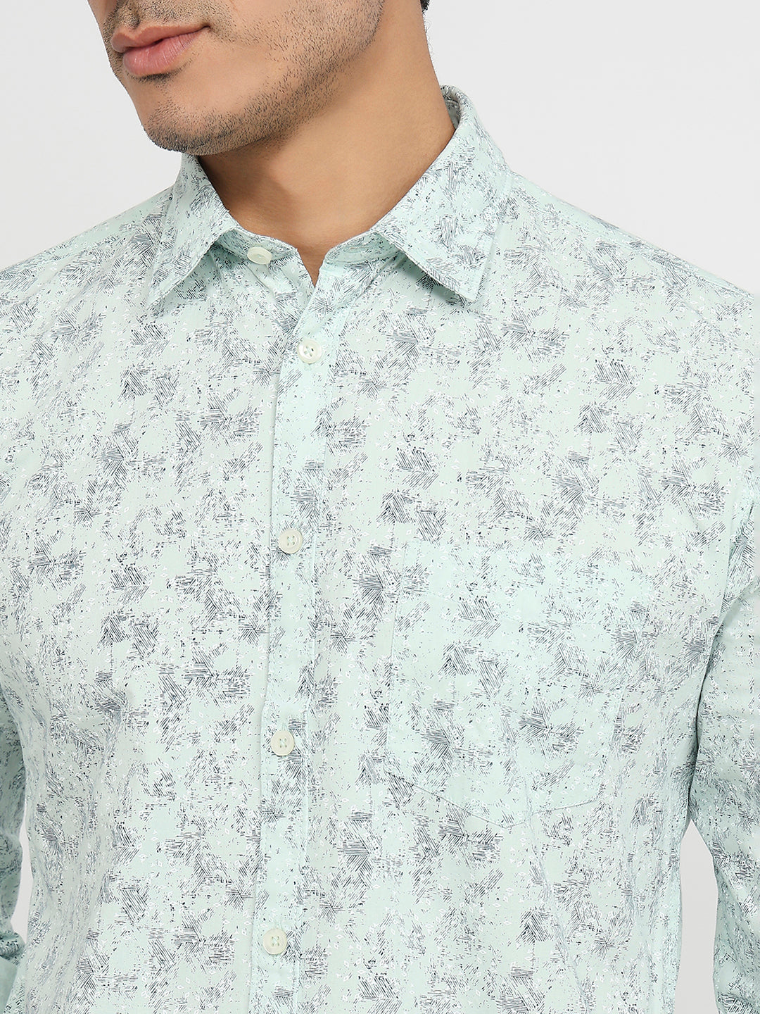 Parx Men Green Slim Fit Printed Casual Shirt