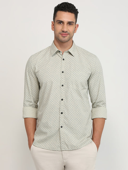 Parx Men Brown Printed Slim Fit Cotton Casual Shirt