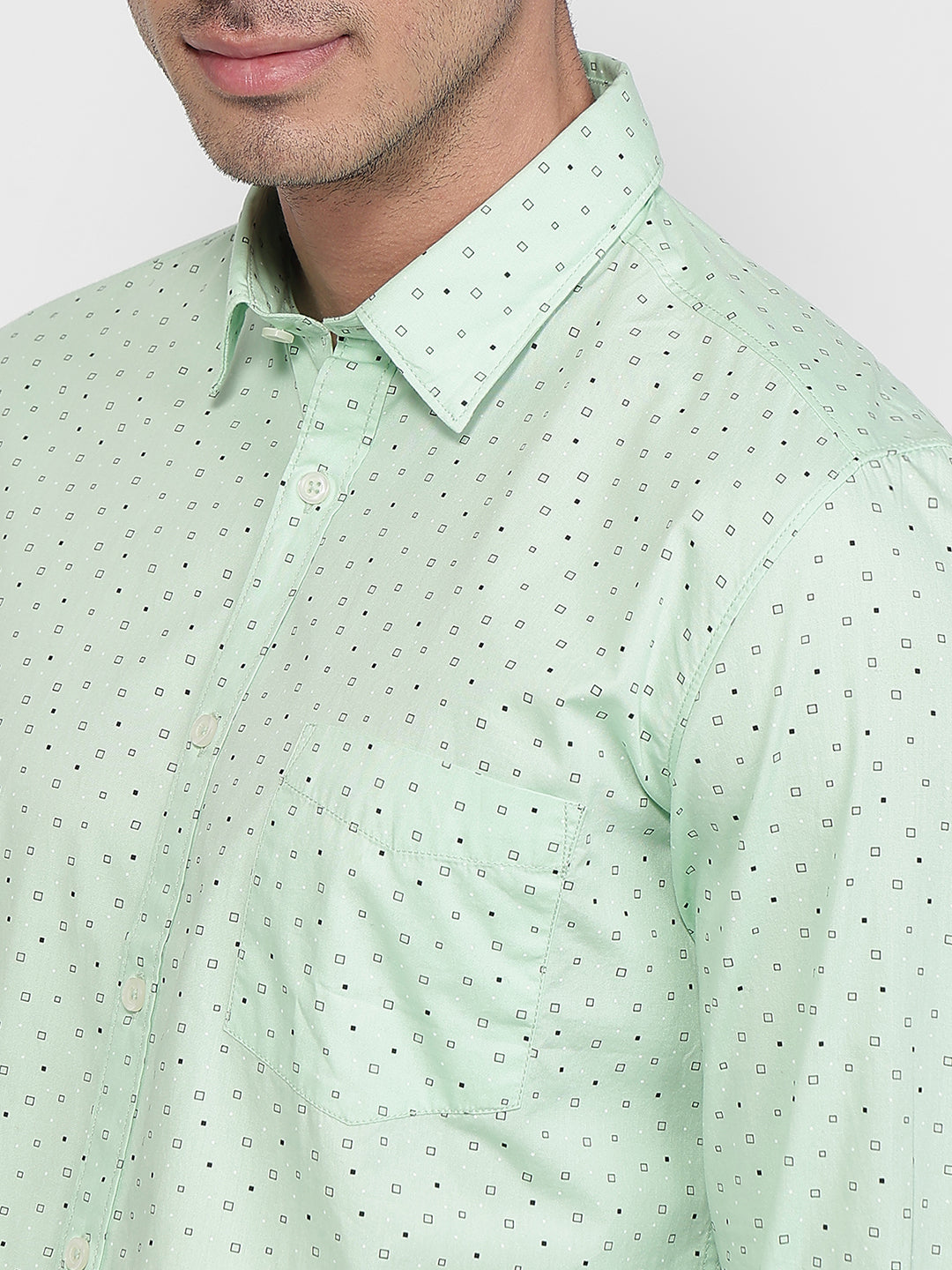 Parx Men Green Slim Fit Print Casual Shirt
