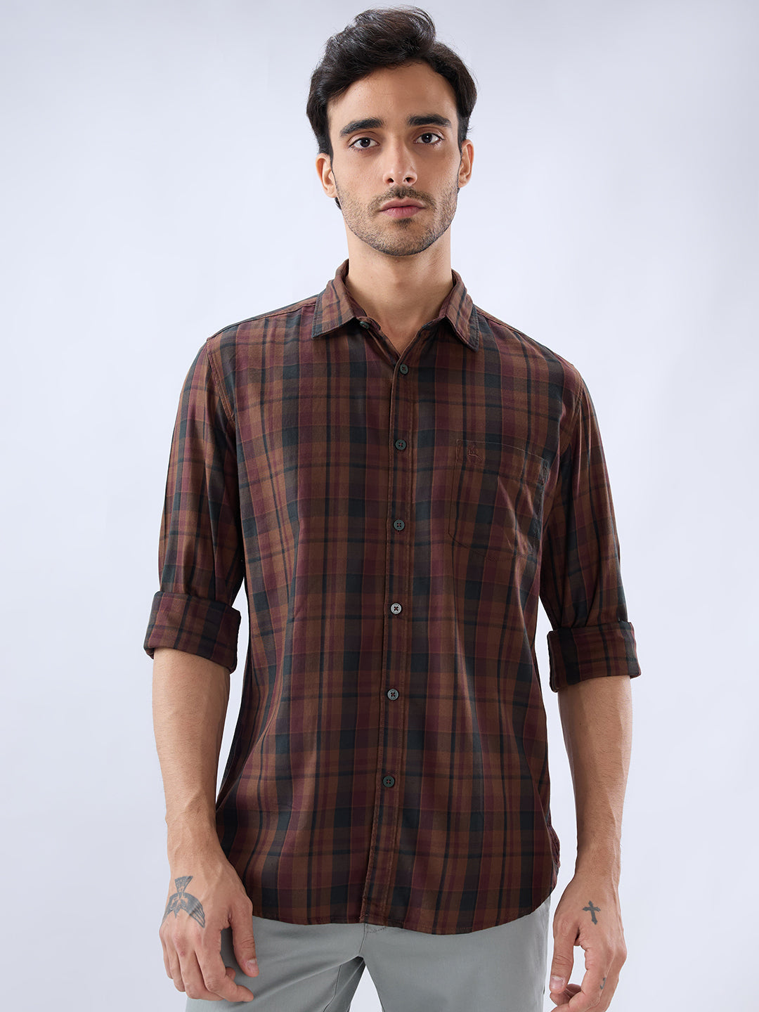 Parx Brown Casual Shirt