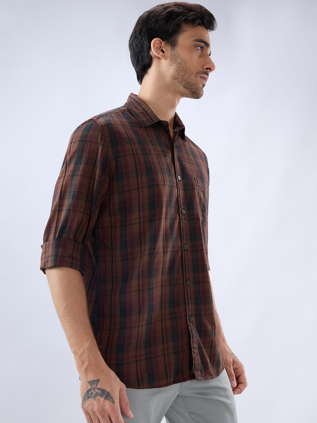 Parx Brown Casual Shirt
